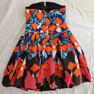Peter Pilotto Dress Blue Floral Fit Flare Straples